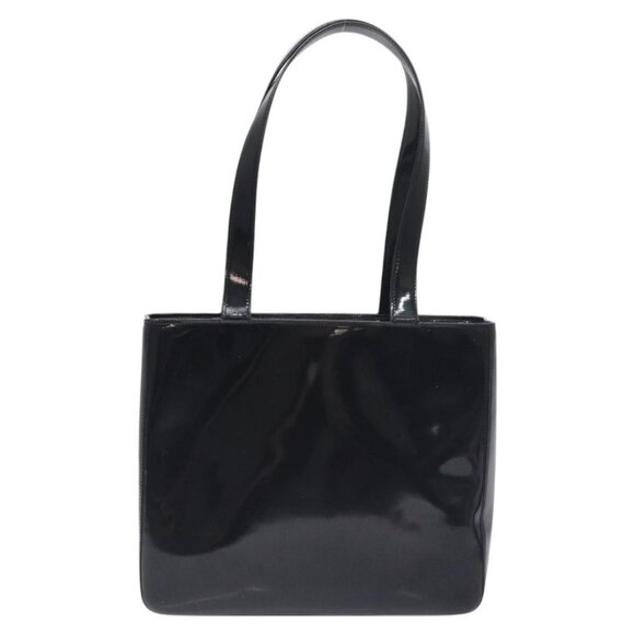 CHANEL Tote Bag Enamel Black Gold CC Auth - Picture 3 of 16